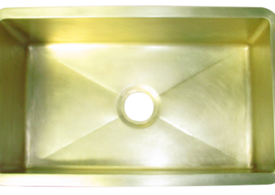 Custom Brass Single Basin Sink, basin view