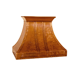 custom soft distressed copper range hood Texas Lightsmith Model #13, A