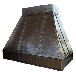 custom hammered copper range hood Texas Lightsmith Model #7, A